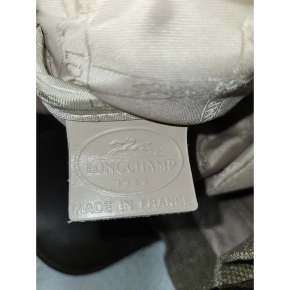 Longchamp Paris Idole Hobo Bag Brown Double Handle Fabric With Leather. VTG EUC - Picture 8 of 11